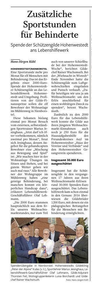spende der schuetzengilde_hohenwestedt_ans_Lebenshilfswerk